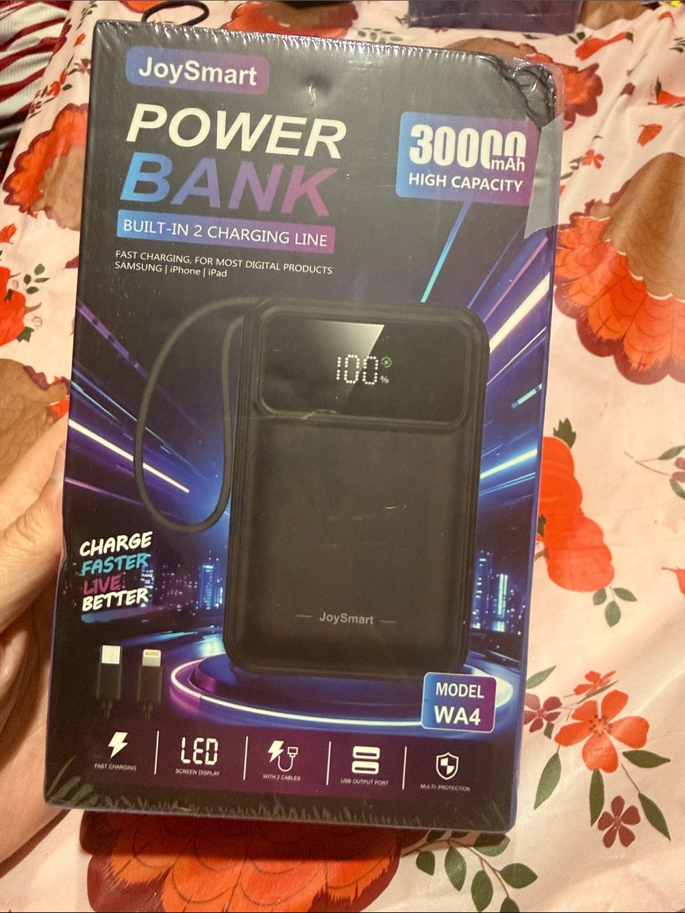 30000mAh Black Power Bank - High Capacity Portable Charger